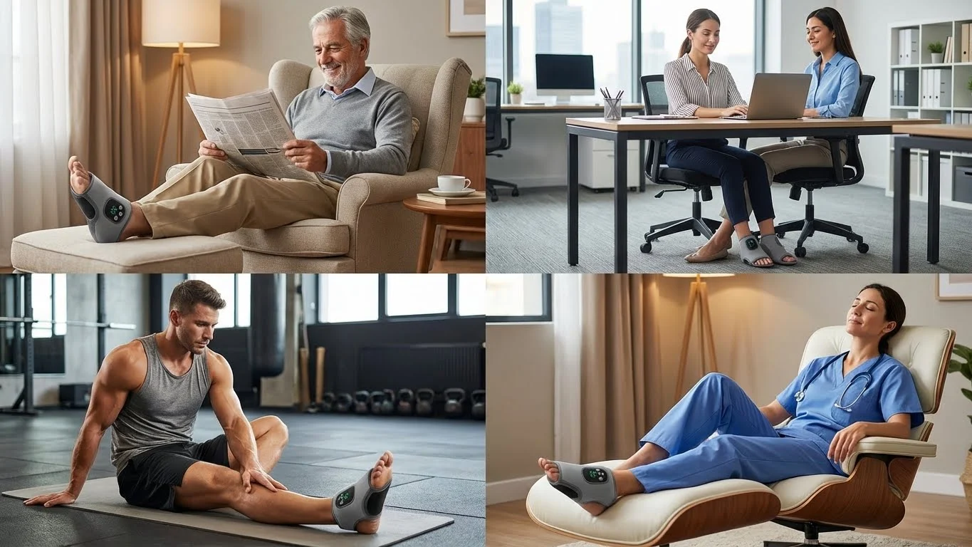 Illustration of specific foot conditions benefitting from FootRenew therapy